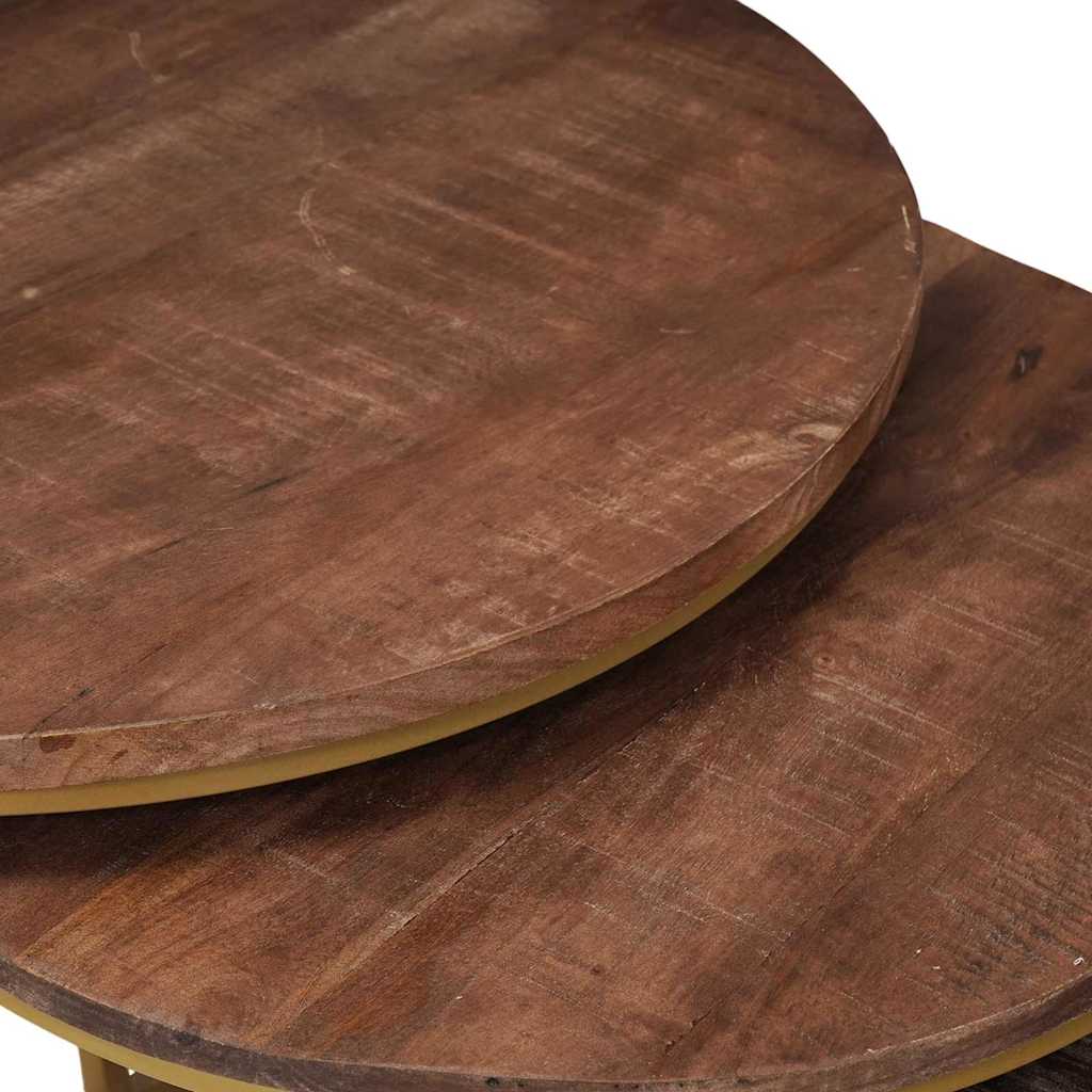 Nesting Coffee Tables 2 pcs Solid Mango Wood and Steel