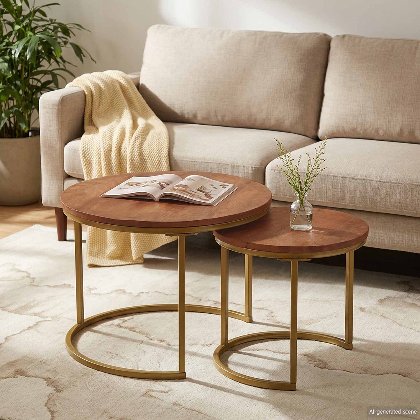 Nesting Coffee Tables 2 pcs Solid Mango Wood and Steel