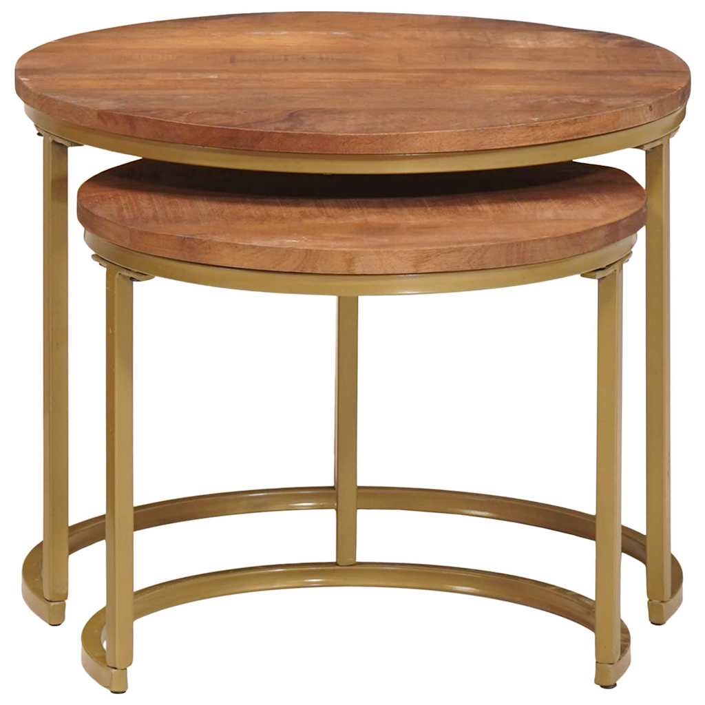 Nesting Coffee Tables 2 pcs Solid Mango Wood and Steel
