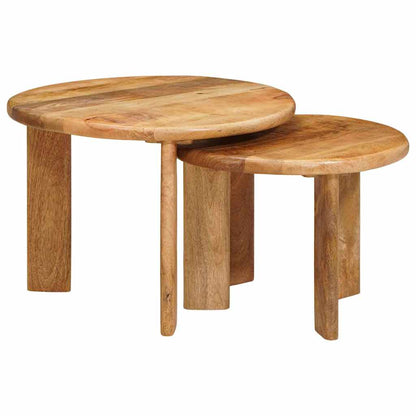 Nesting Coffee Tables 2 pcs Brown Solid Mango Wood