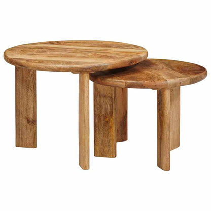 Nesting Coffee Tables 2 pcs Brown Solid Mango Wood