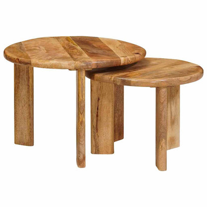 Nesting Coffee Tables 2 pcs Brown Solid Mango Wood