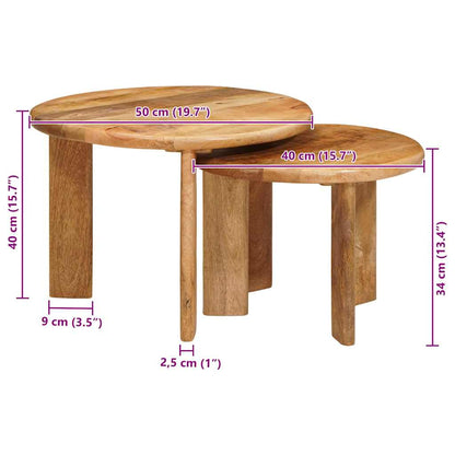 Nesting Coffee Tables 2 pcs Brown Solid Mango Wood