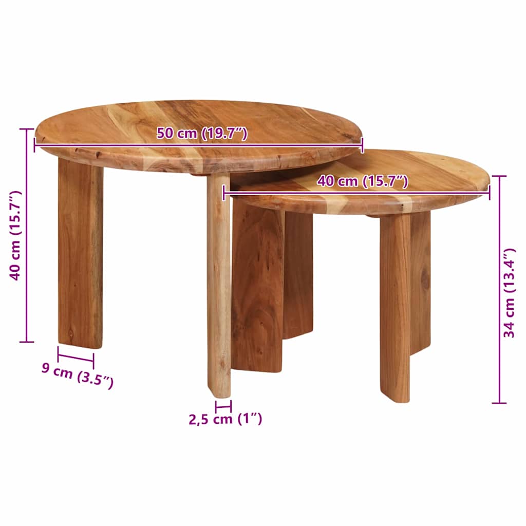 Nesting Coffee Tables 2 pcs Brown Solid Acacia Wood