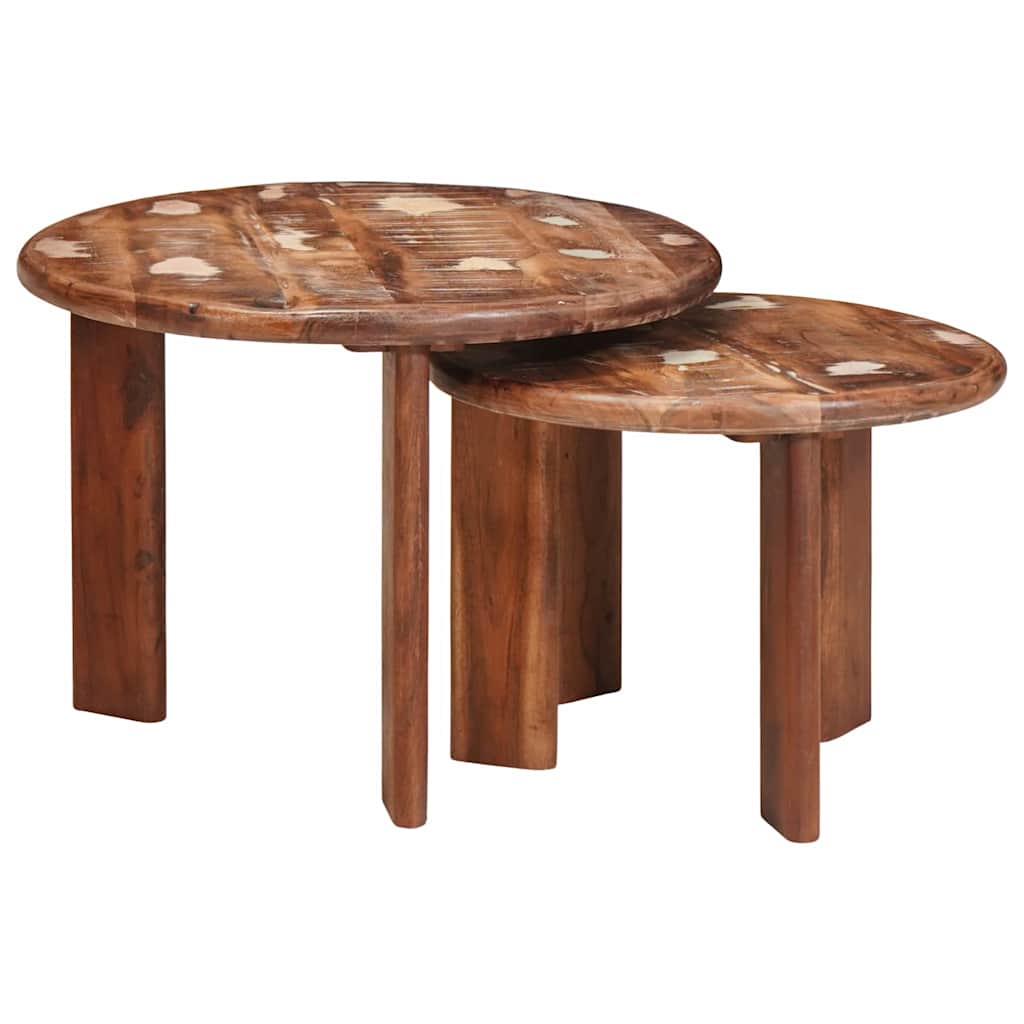 Nesting Coffee Tables 2 pcs Multicolour Solid Reclaimed Wood