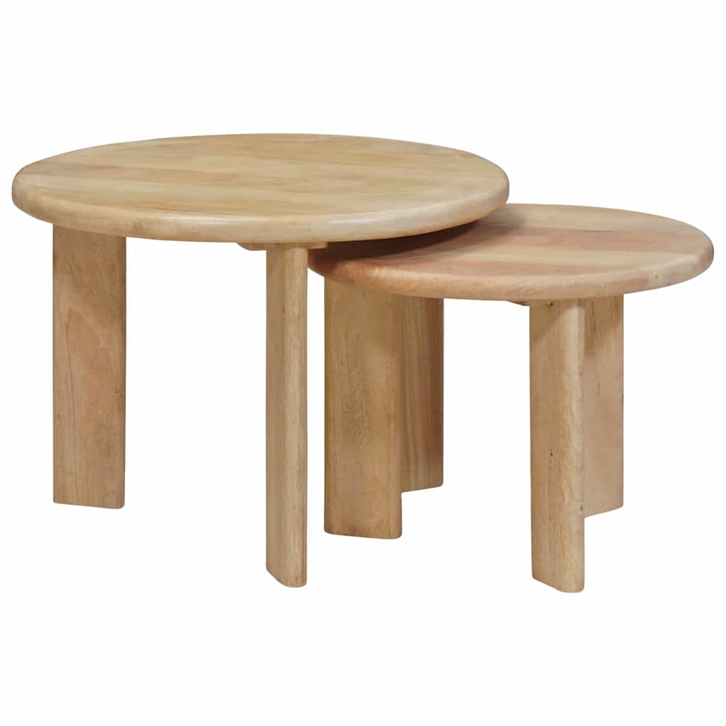 Nesting Coffee Tables 2 pcs Black Solid Mango Wood