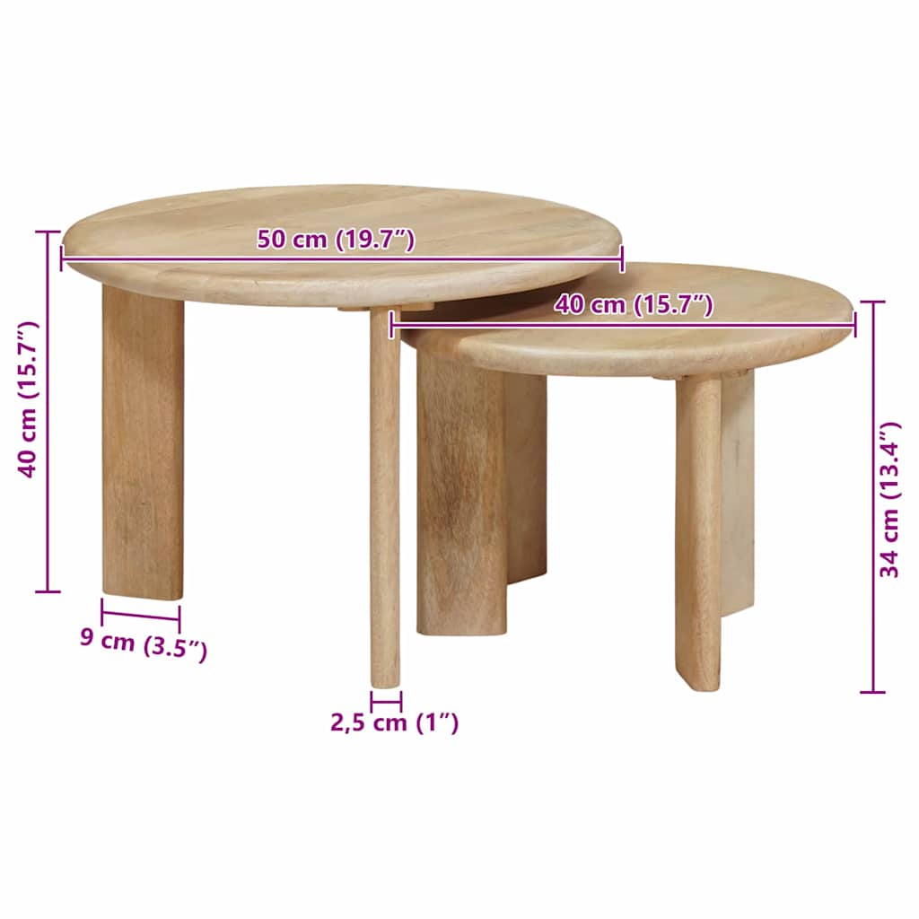 Nesting Coffee Tables 2 pcs Black Solid Mango Wood
