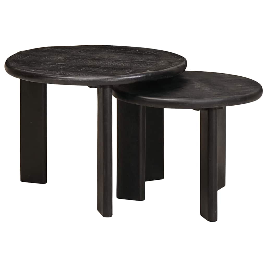 Nesting Coffee Tables 2 pcs White Solid Mango Wood