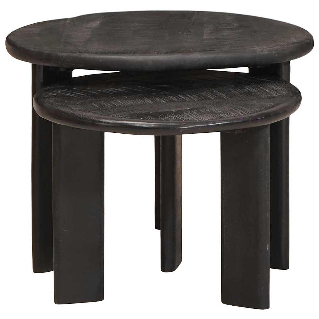Nesting Coffee Tables 2 pcs White Solid Mango Wood