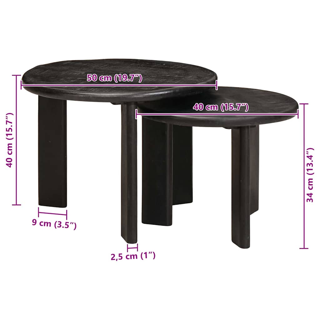 Nesting Coffee Tables 2 pcs White Solid Mango Wood