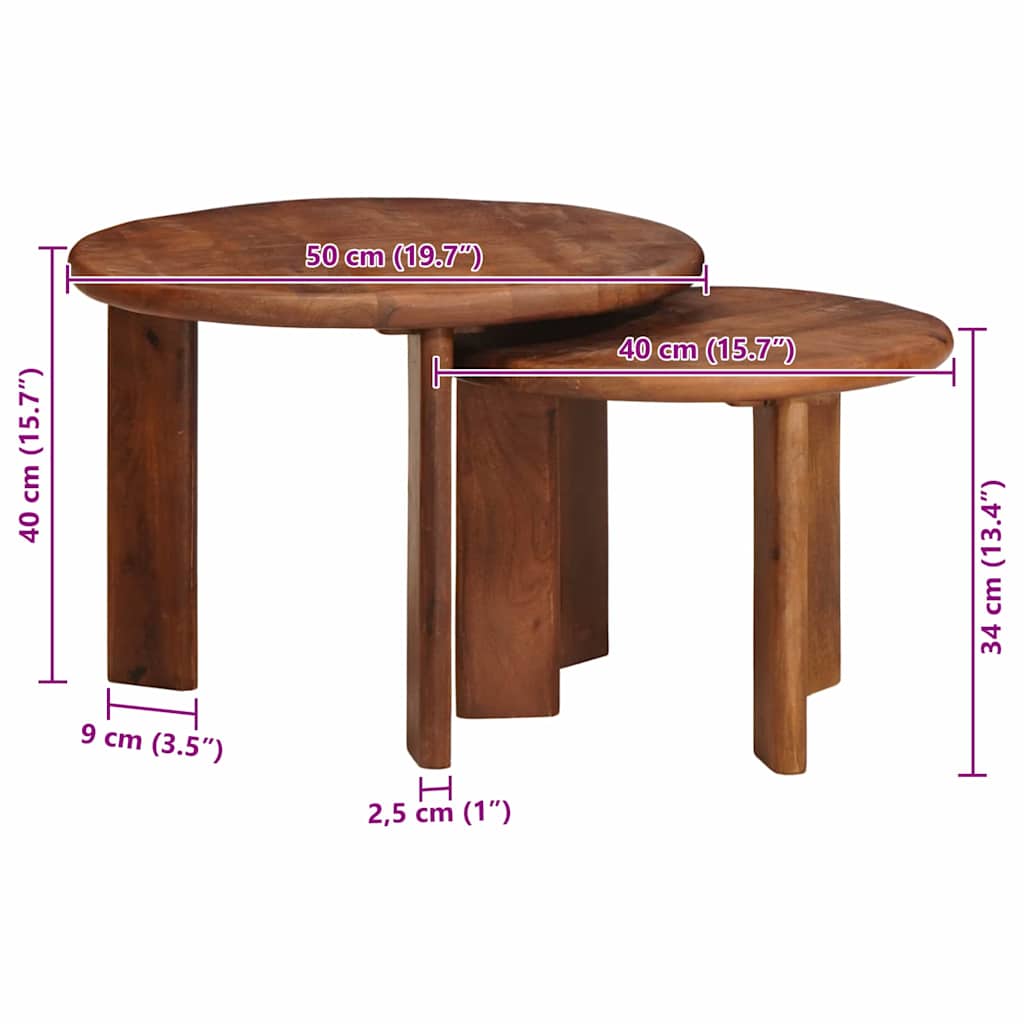 Nesting Coffee Tables 2 pcs Honey Brown Solid Mango Wood