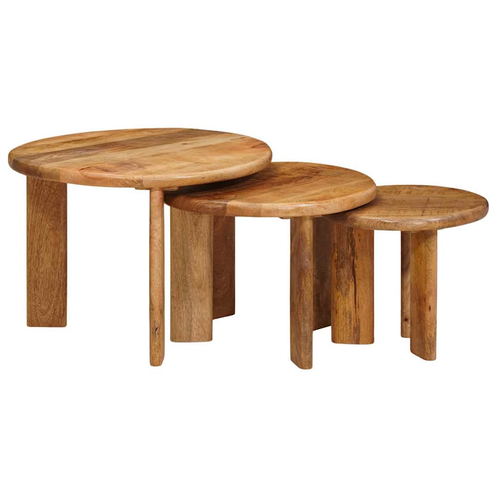 Nesting Coffee Tables 3 pcs Brown Solid Mango Wood