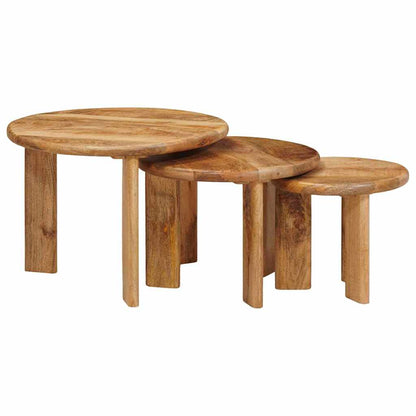 Nesting Coffee Tables 3 pcs Brown Solid Mango Wood