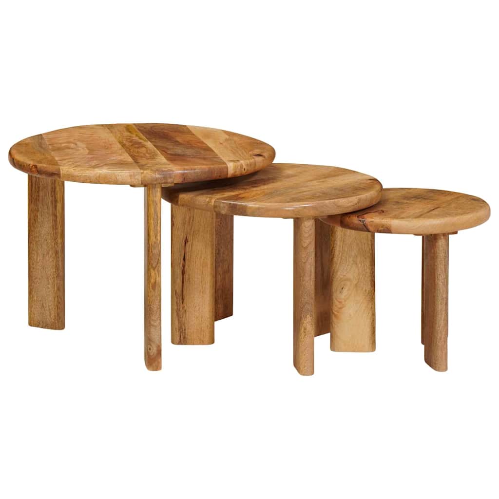Nesting Coffee Tables 3 pcs Brown Solid Mango Wood