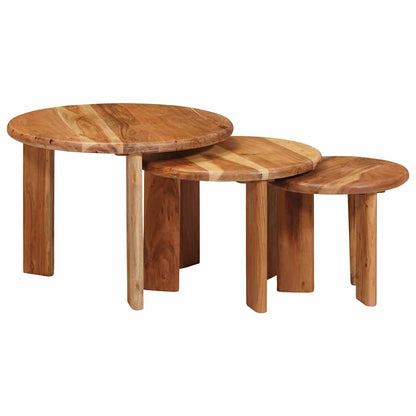 Nesting Coffee Tables 3 pcs Brown Solid Acacia Wood