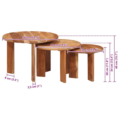 Nesting Coffee Tables 3 pcs Brown Solid Acacia Wood