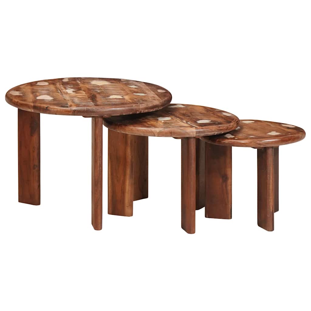 Nesting Coffee Tables 3 pcs Multicolour Solid Reclaimed Wood
