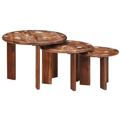 Nesting Coffee Tables 3 pcs Multicolour Solid Reclaimed Wood