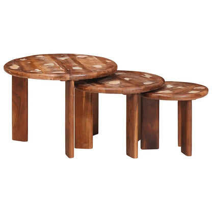 Nesting Coffee Tables 3 pcs Multicolour Solid Reclaimed Wood