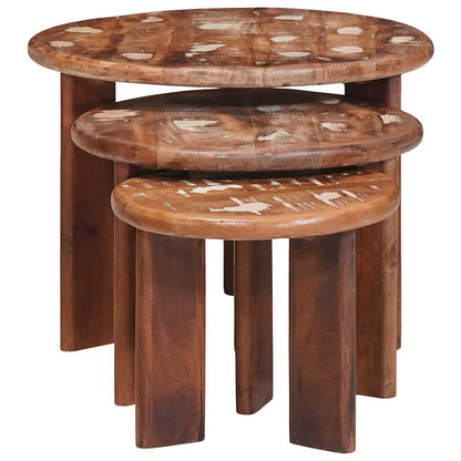 Nesting Coffee Tables 3 pcs Multicolour Solid Reclaimed Wood