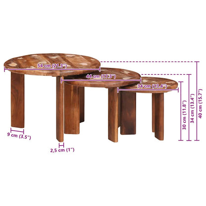 Nesting Coffee Tables 3 pcs Multicolour Solid Reclaimed Wood