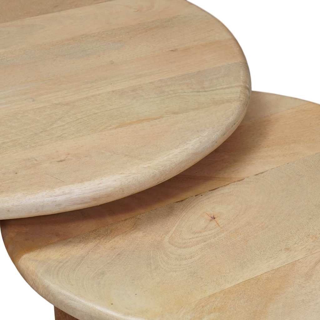 Nesting Coffee Tables 3 pcs Black Solid Mango Wood