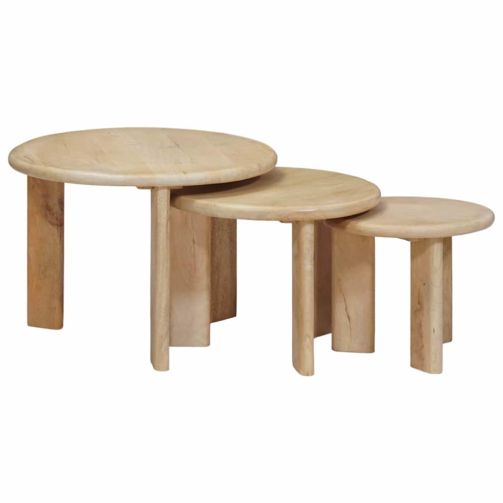 Nesting Coffee Tables 3 pcs Black Solid Mango Wood