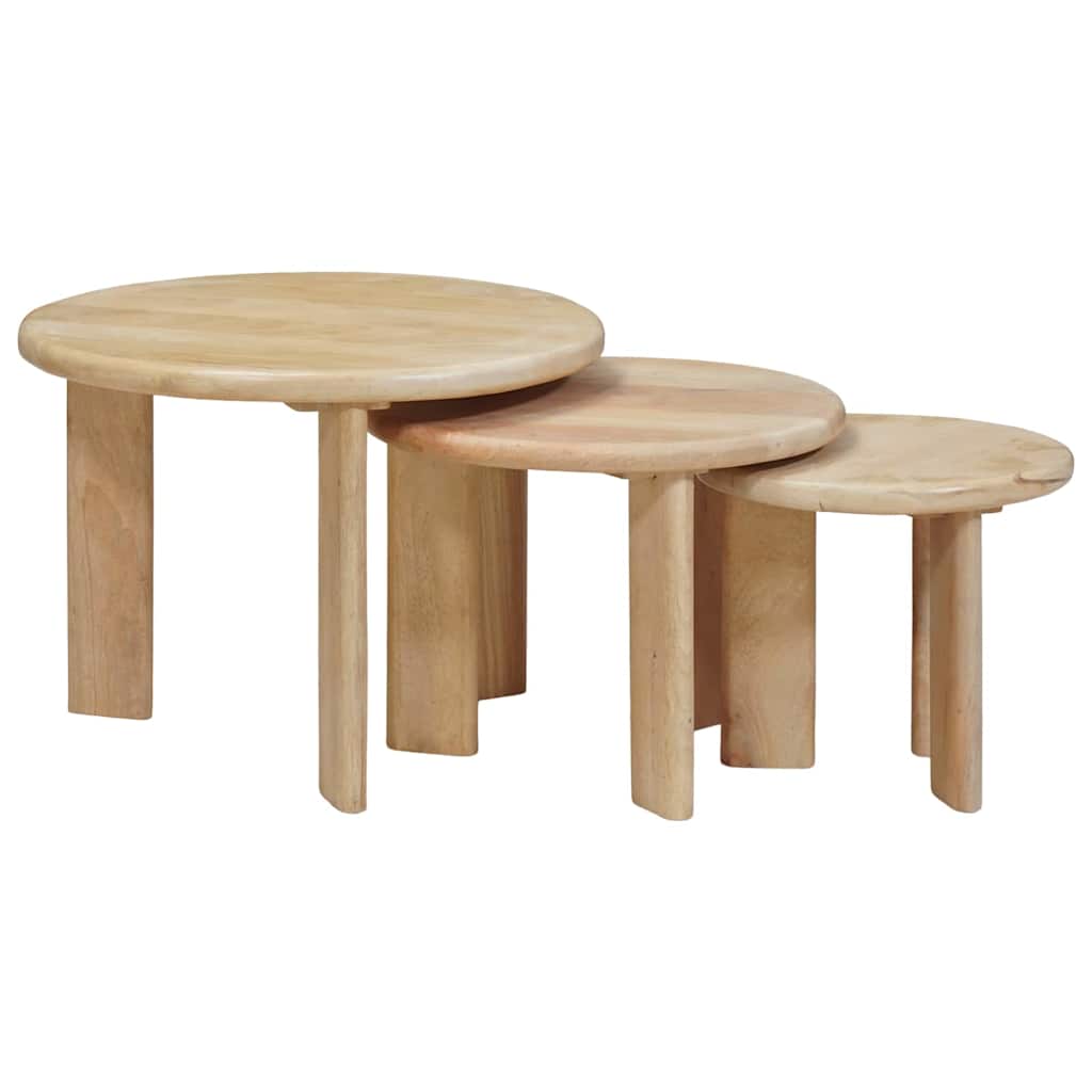Nesting Coffee Tables 3 pcs Black Solid Mango Wood