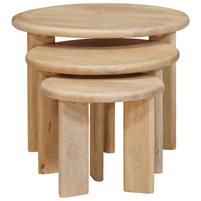 Nesting Coffee Tables 3 pcs Black Solid Mango Wood