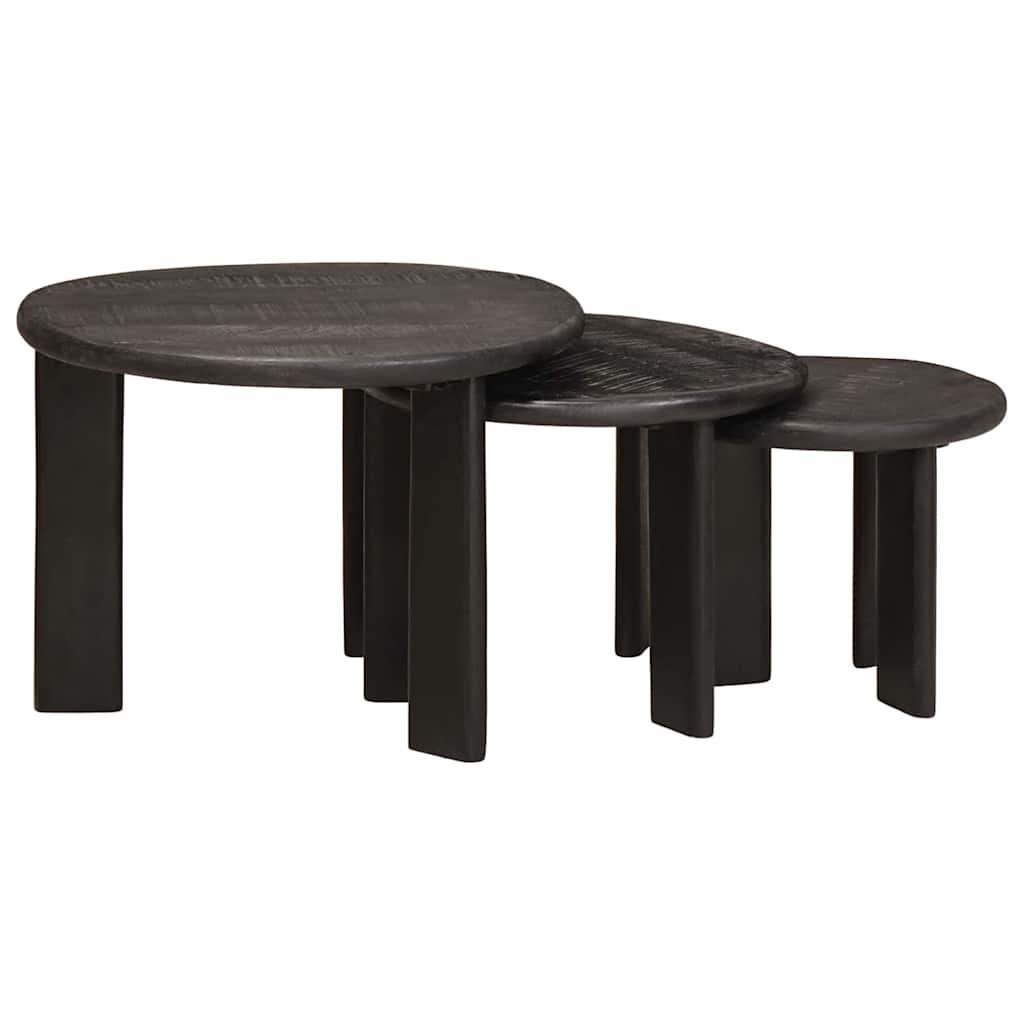 Nesting Coffee Tables 3 pcs White Solid Mango Wood