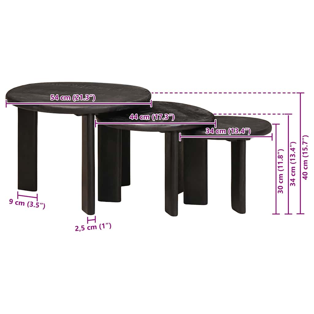 Nesting Coffee Tables 3 pcs White Solid Mango Wood