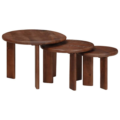 Nesting Coffee Tables 3 pcs Dark Brown Solid Mango Wood