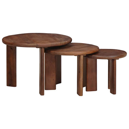 Nesting Coffee Tables 3 pcs Dark Brown Solid Mango Wood
