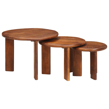 Nesting Coffee Tables 3 pcs Honey Brown Solid Mango Wood