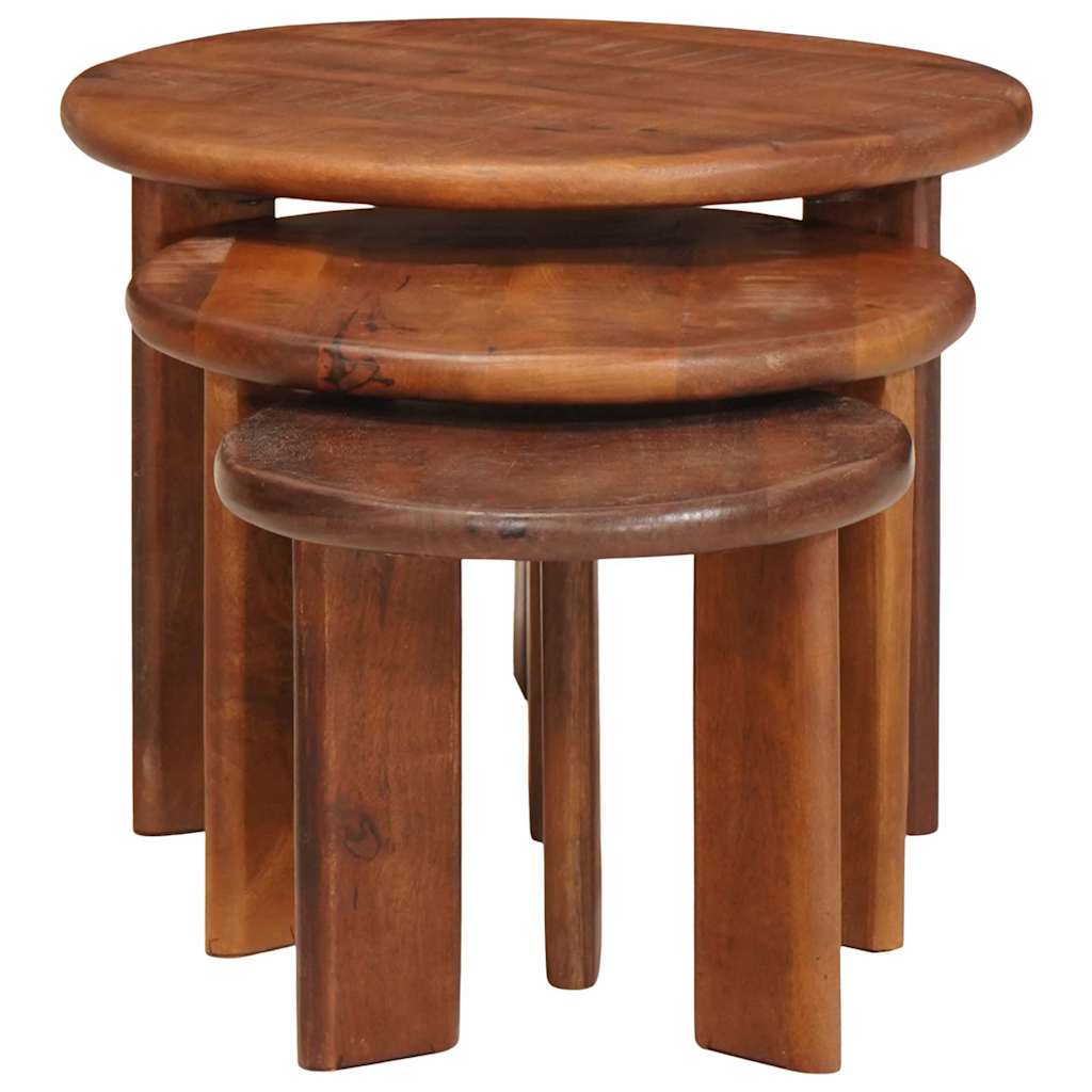 Nesting Coffee Tables 3 pcs Honey Brown Solid Mango Wood