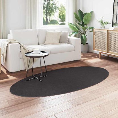 Area Rugs Oval HUARTE Anthracite 100 x 200 cm 100% Polyester