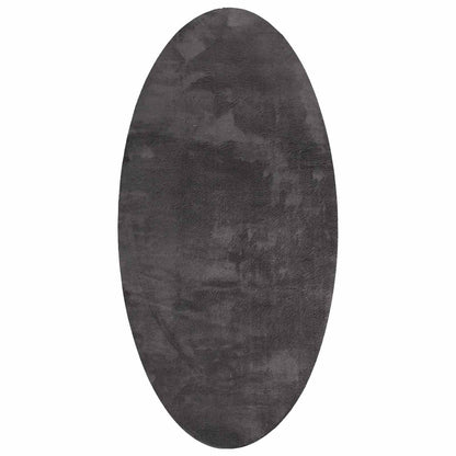 Area Rugs Oval HUARTE Anthracite 100 x 200 cm 100% Polyester