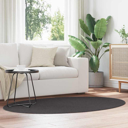 Area Rugs Oval HUARTE Anthracite 120 x 170 cm 100% Polyester