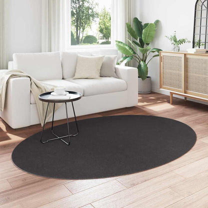 Area Rugs Oval HUARTE Anthracite 140 x 200 cm 100% Polyester