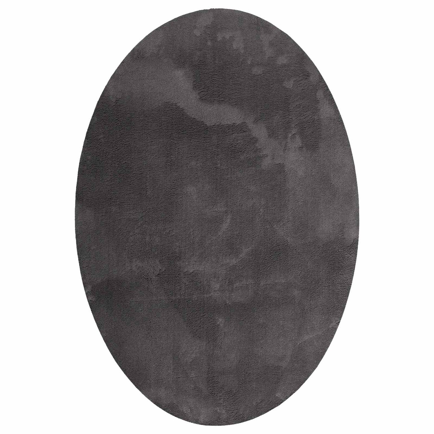 Area Rugs Oval HUARTE Anthracite 140 x 200 cm 100% Polyester
