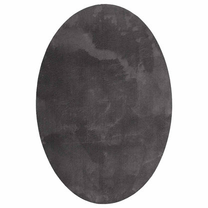 Area Rugs Oval HUARTE Anthracite 140 x 200 cm 100% Polyester