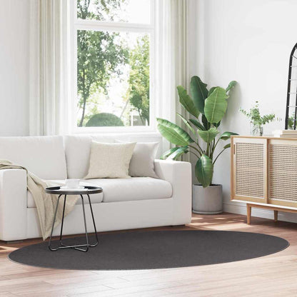 Area Rugs Oval HUARTE Anthracite 160 x 230 cm 100% Polyester