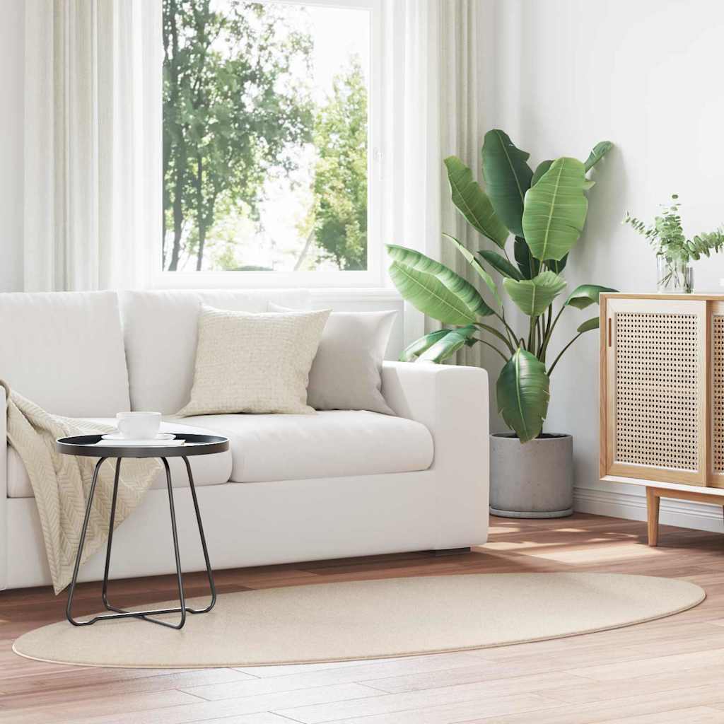 Area Rugs Oval HUARTE Beige 100 x 200 cm 100% Polyester