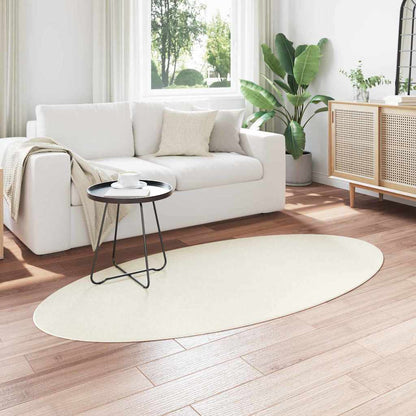 Area Rugs Oval HUARTE Cream 100 x 200 cm 100% Polyester