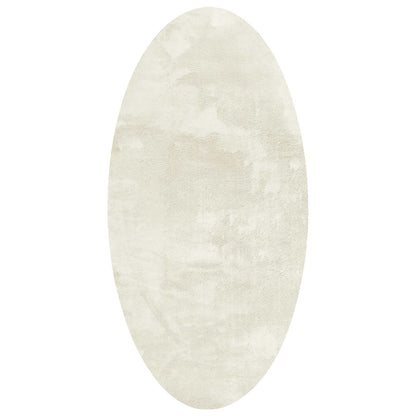 Area Rugs Oval HUARTE Cream 100 x 200 cm 100% Polyester