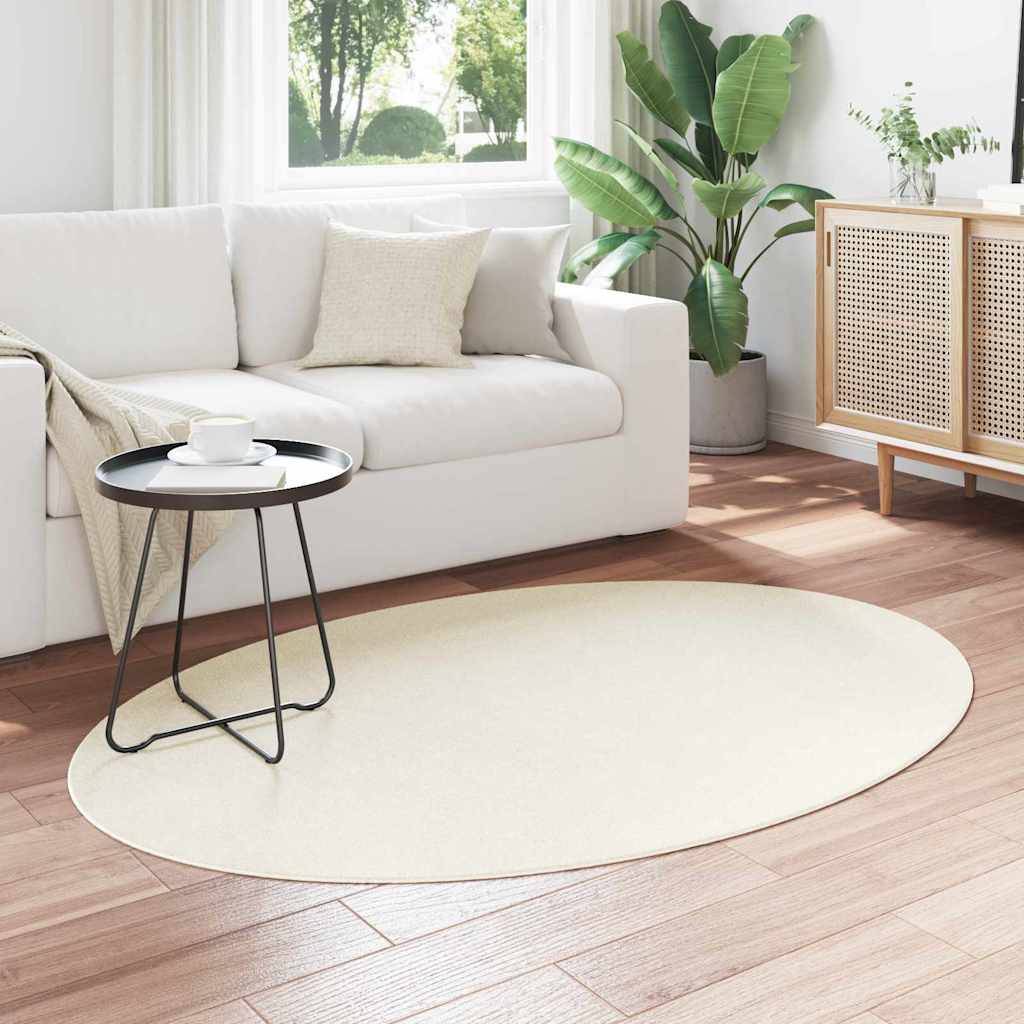 Area Rugs Oval HUARTE Cream 120 x 170 cm 100% Polyester