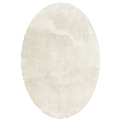 Area Rugs Oval HUARTE Cream 120 x 170 cm 100% Polyester