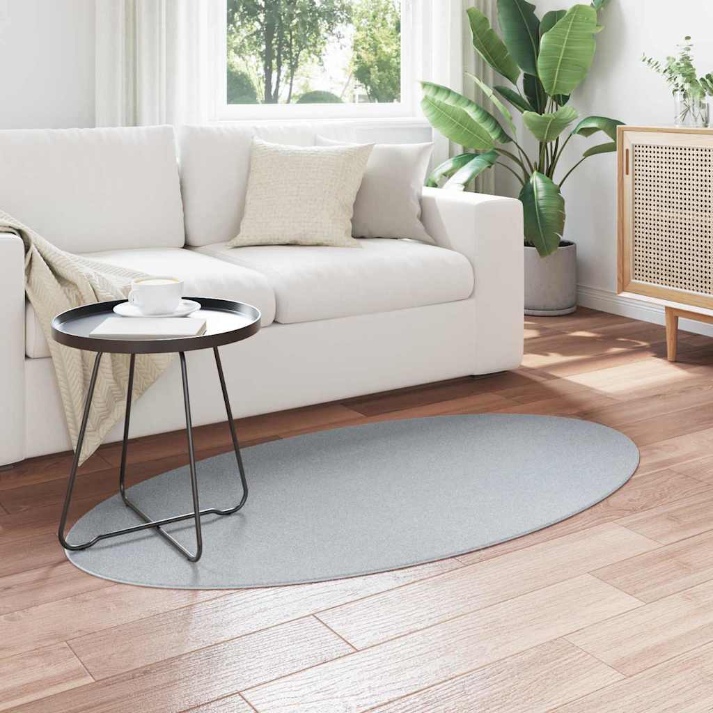 Area Rugs Oval HUARTE Grey 80 x 150 cm 100% Polyester