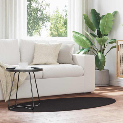 Area Rugs Oval HUARTE Black 80 x 150 cm 100% Polyester