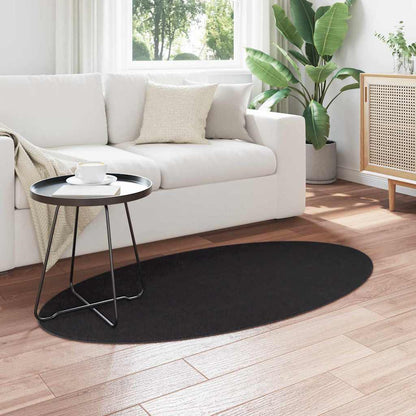 Area Rugs Oval HUARTE Black 80 x 150 cm 100% Polyester